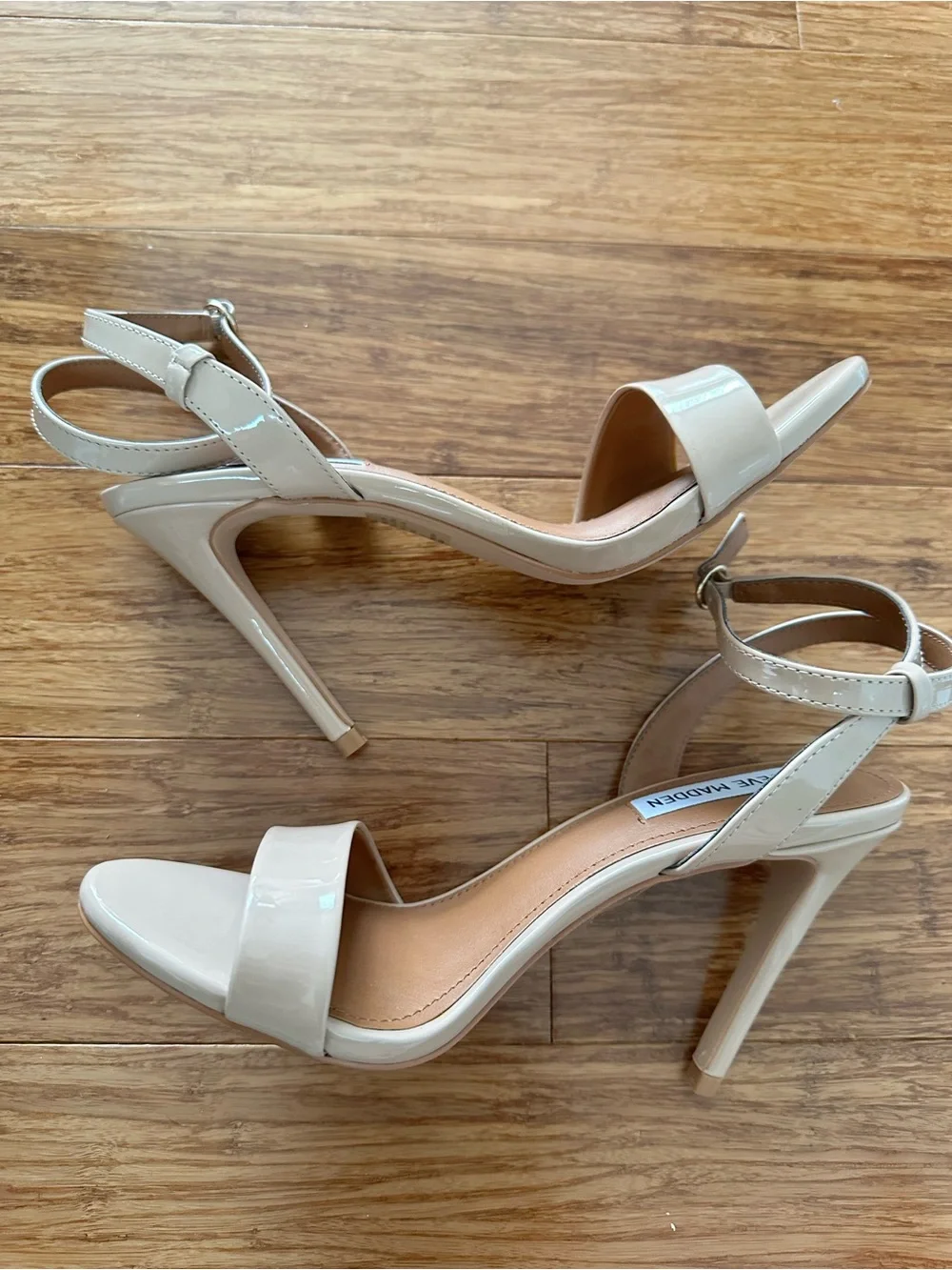 Steve Madden Nude Patent Ankle-Strap Stiletto heels - Picture 4 of 12